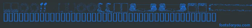 KrFabFramesAndBorders-Schriftart – Blaue Schriften auf schwarzem Hintergrund