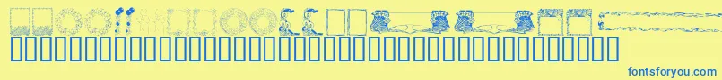fuente KrFabFramesAndBorders – Fuentes Azules Sobre Fondo Amarillo