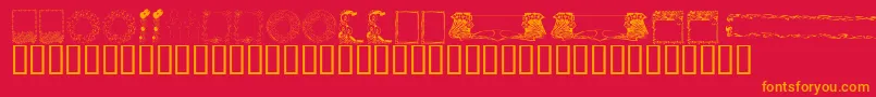 KrFabFramesAndBorders-Schriftart – Orangefarbene Schriften auf rotem Hintergrund