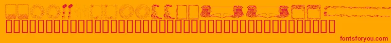 Fonte KrFabFramesAndBorders – fontes vermelhas em um fundo laranja