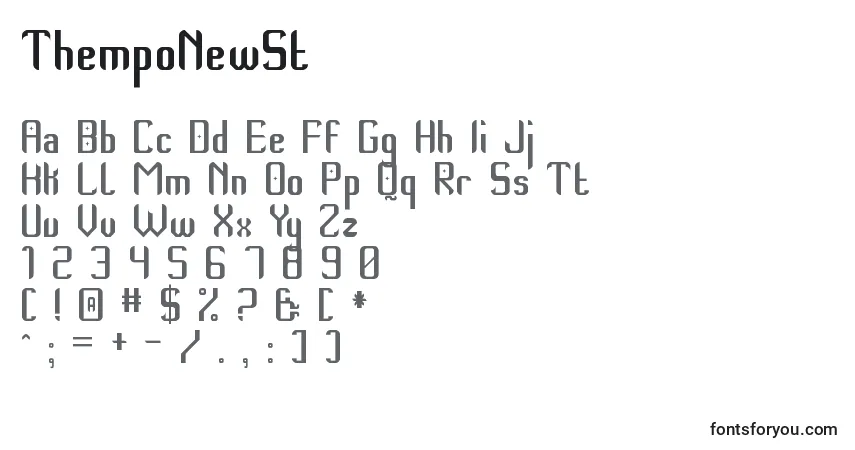 Czcionka ThempoNewSt – alfabet, cyfry, specjalne znaki