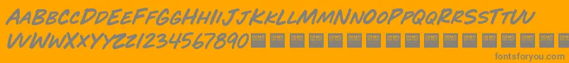 PlayTimeDemo-Schriftart – Graue Schriften auf orangefarbenem Hintergrund