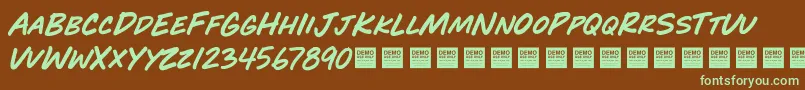 PlayTimeDemo-Schriftart – Grüne Schriften auf braunem Hintergrund