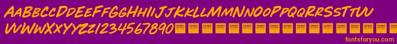 Czcionka PlayTimeDemo – pomarańczowe czcionki na fioletowym tle
