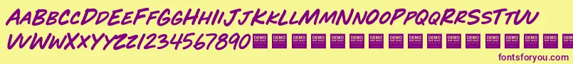 PlayTimeDemo Font – Purple Fonts on Yellow Background