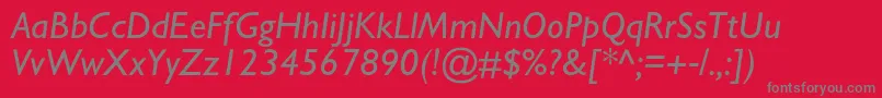 Czcionka GalscItalic – szare czcionki na czerwonym tle