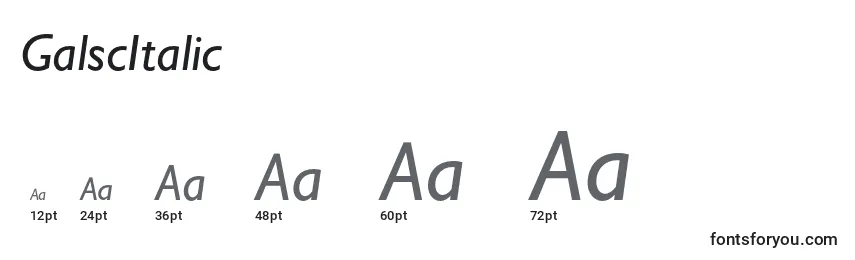Размеры шрифта GalscItalic