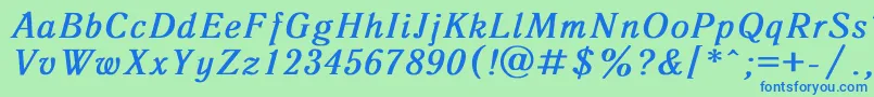 フォントAntiqua8 – 青い文字は緑の背景です。