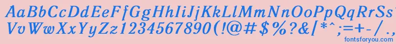 フォントAntiqua8 – ピンクの背景に青い文字