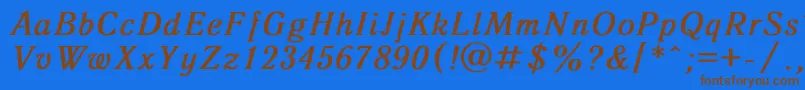 フォントAntiqua8 – 茶色の文字が青い背景にあります。