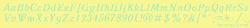 フォントAntiqua8 – 黄色い背景に緑の文字