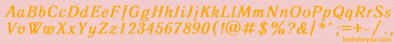 フォントAntiqua8 – オレンジの文字がピンクの背景にあります。