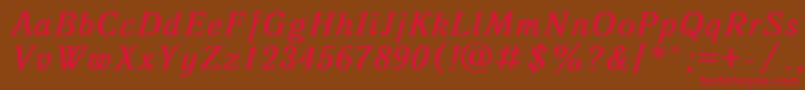 フォントAntiqua8 – 赤い文字が茶色の背景にあります。