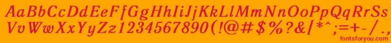 フォントAntiqua8 – オレンジの背景に赤い文字