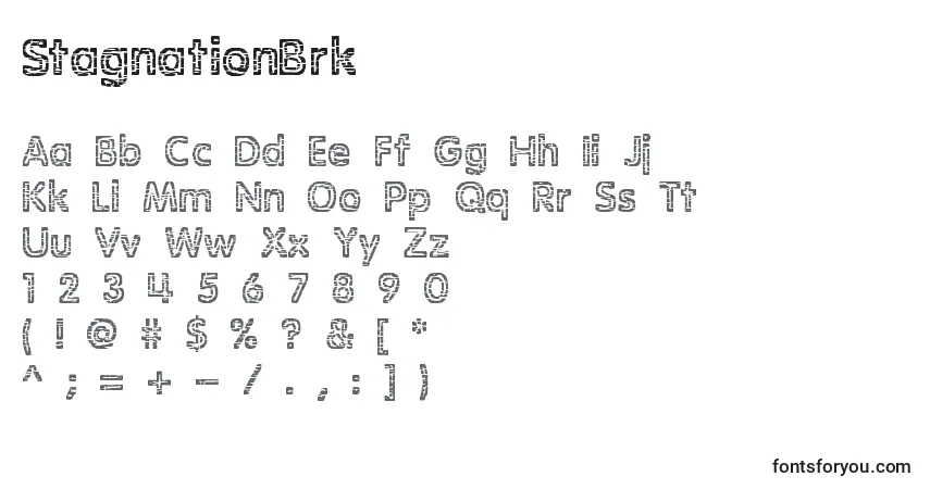 A fonte StagnationBrk – alfabeto, números, caracteres especiais