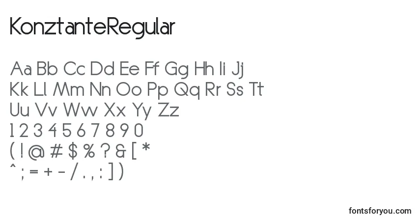 Czcionka KonztanteRegular – alfabet, cyfry, specjalne znaki