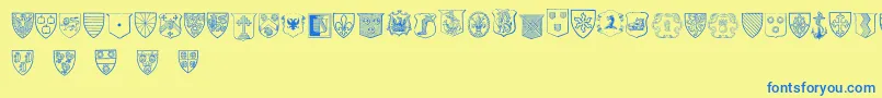 BlasonsFree-Schriftart – Blaue Schriften auf gelbem Hintergrund