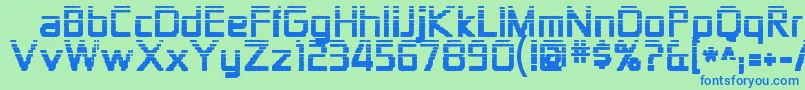 フォントZektondots – 青い文字は緑の背景です。