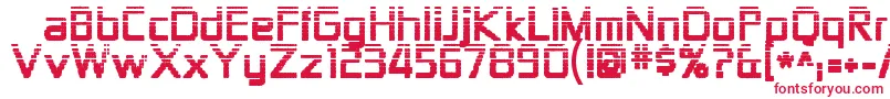 Zektondots-Schriftart – Rote Schriften auf weißem Hintergrund