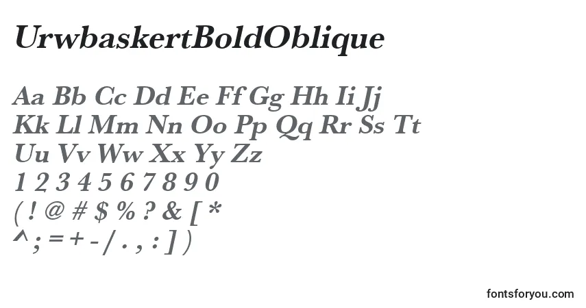 A fonte UrwbaskertBoldOblique – alfabeto, números, caracteres especiais