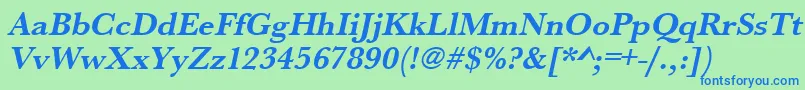 UrwbaskertBoldOblique Font – Blue Fonts on Green Background