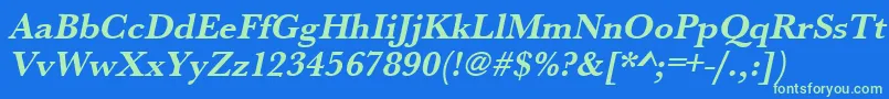 UrwbaskertBoldOblique Font – Green Fonts on Blue Background