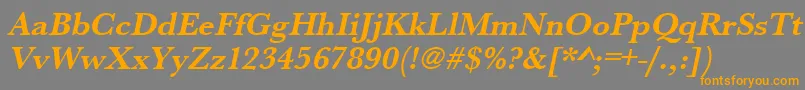 フォントUrwbaskertBoldOblique – オレンジの文字は灰色の背景にあります。