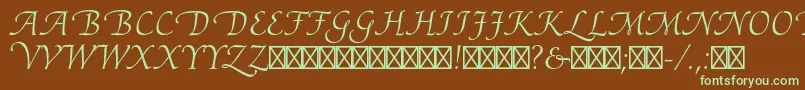 AriadneltstdRoman-fontti – vihreät fontit ruskealla taustalla