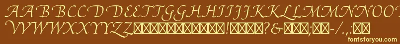 AriadneltstdRoman-fontti – keltaiset fontit ruskealla taustalla