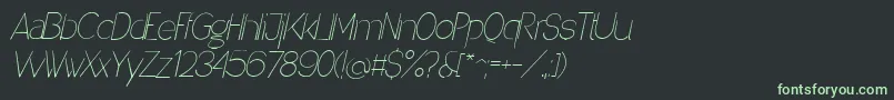 フォントDeniganoblique – 黒い背景に緑の文字