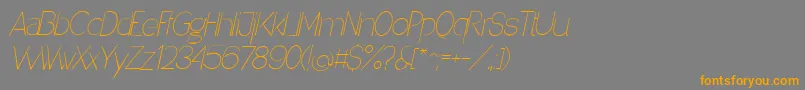 フォントDeniganoblique – オレンジの文字は灰色の背景にあります。