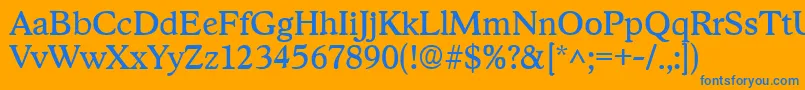 StratfordRegular Font – Blue Fonts on Orange Background