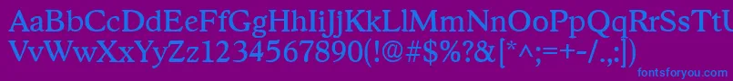 StratfordRegular Font – Blue Fonts on Purple Background