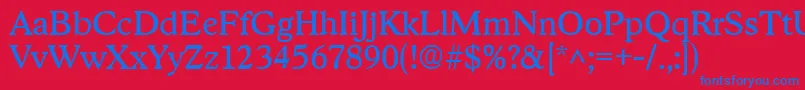 StratfordRegular Font – Blue Fonts on Red Background