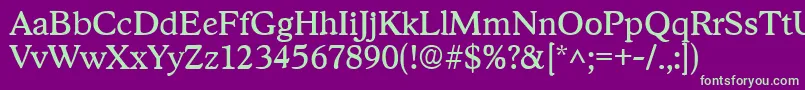 StratfordRegular Font – Green Fonts on Purple Background