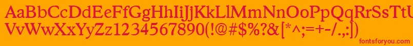 フォントStratfordRegular – オレンジの背景に赤い文字