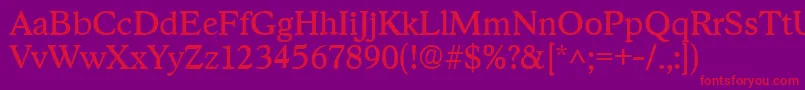 StratfordRegular Font – Red Fonts on Purple Background