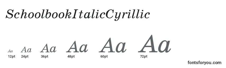 Размеры шрифта SchoolbookItalicCyrillic