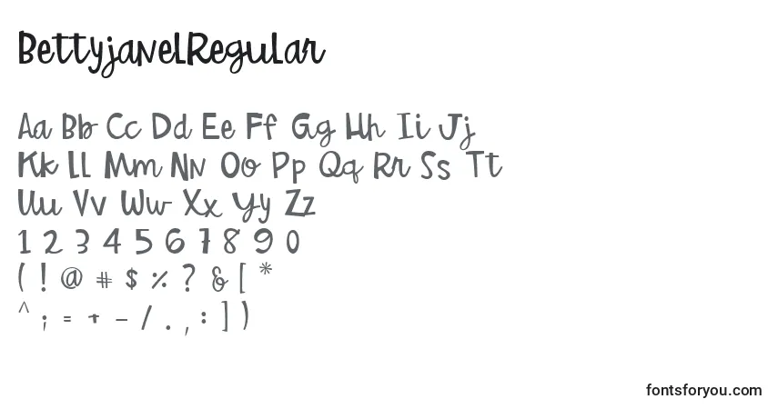 BettyjanelRegularフォント–アルファベット、数字、特殊文字