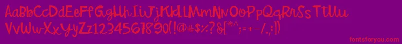 BettyjanelRegular Font – Red Fonts on Purple Background