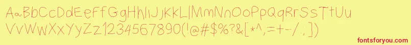 Filamentfive-Schriftart – Rote Schriften auf gelbem Hintergrund