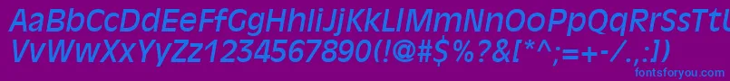 DecadeSsiItalic Font – Blue Fonts on Purple Background