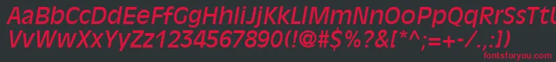 フォントDecadeSsiItalic – 黒い背景に赤い文字