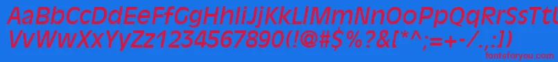 Czcionka DecadeSsiItalic – czerwone czcionki na niebieskim tle