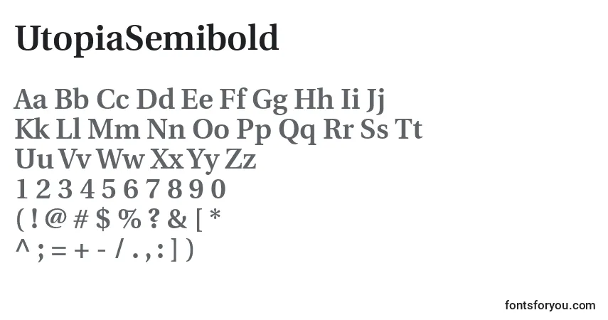 A fonte UtopiaSemibold – alfabeto, números, caracteres especiais