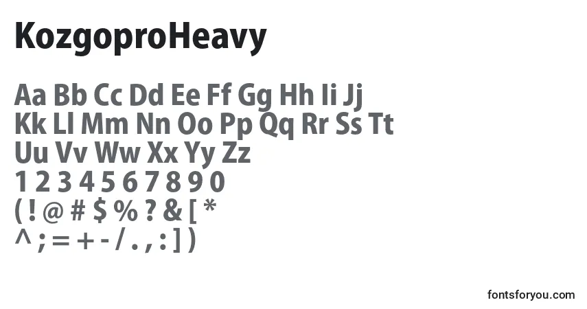 Schriftart KozgoproHeavy – Alphabet, Zahlen, spezielle Symbole