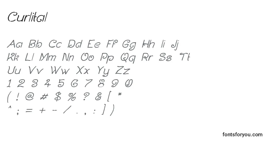 Fuente Curlital - alfabeto, números, caracteres especiales