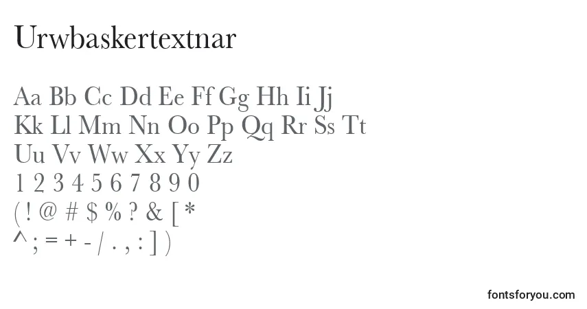 Шрифт Urwbaskertextnar – алфавит, цифры, специальные символы