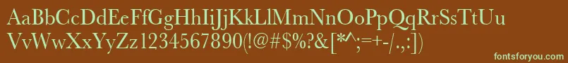 Urwbaskertextnar-Schriftart – Grüne Schriften auf braunem Hintergrund