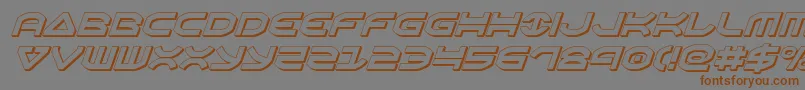 フォントOberon3Dital – 茶色の文字が灰色の背景にあります。